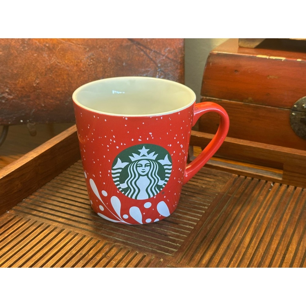 Starbucks 2020 Holiday Red Coffee Mug 18oz White Swirls Snowflakes Ceramic Cup - Picture 8 of 9